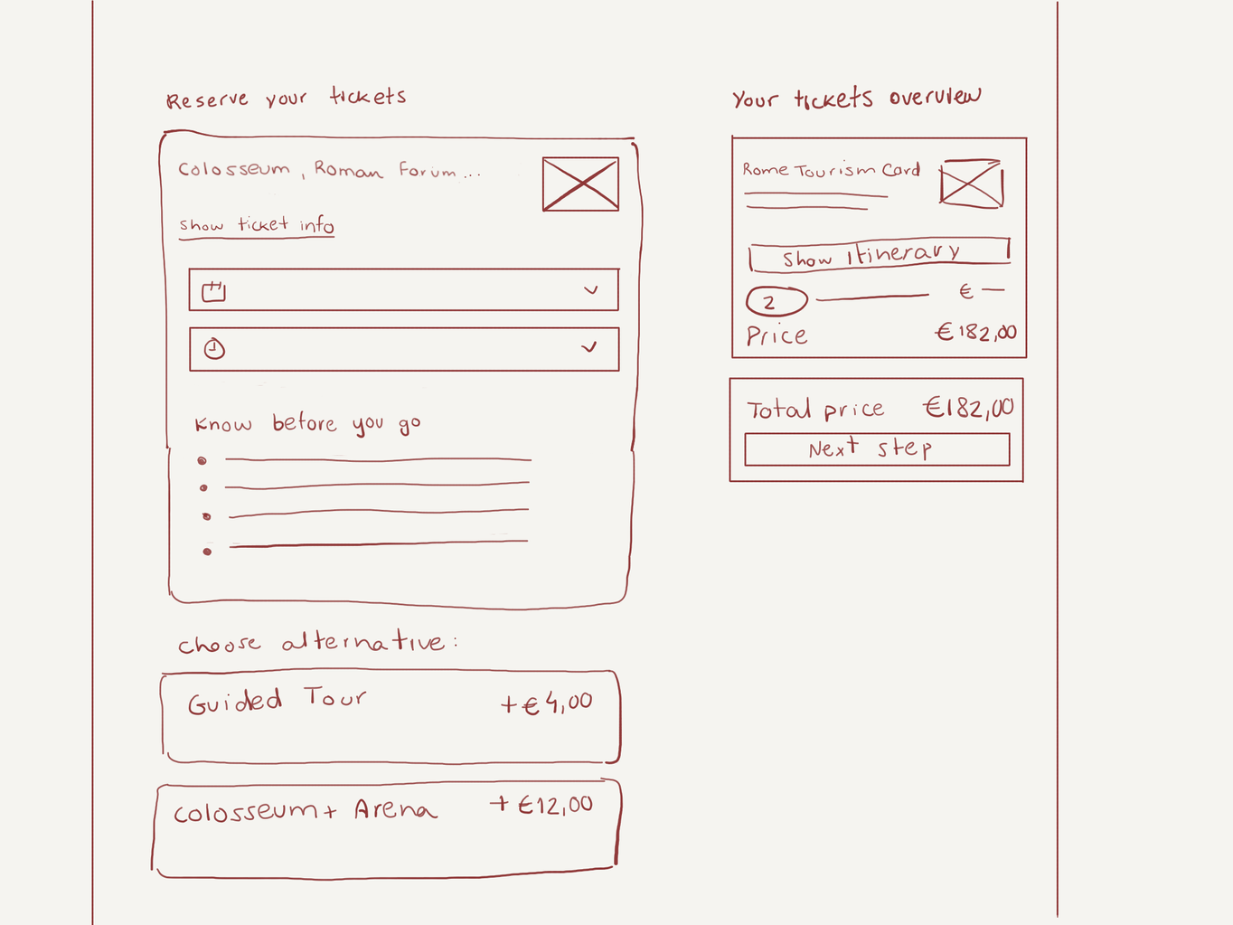 Early exploration sketches for surfacing alternative products at checkout
