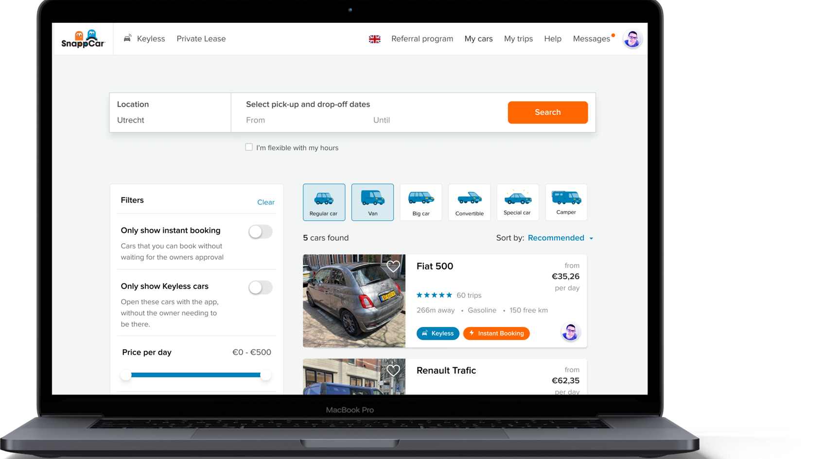 Final desktop design of the redesigned car type filter