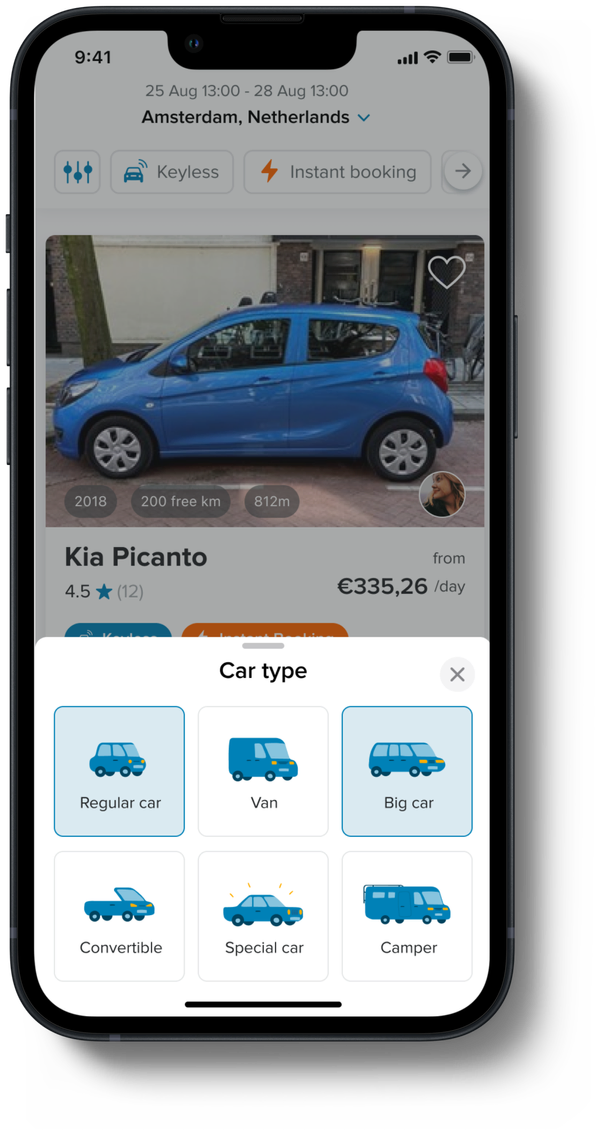 Final mobile design showing filtered search results